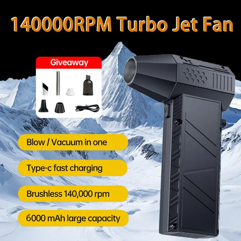 X6 Violent Fan 140000RPM Powerful Air Blower Vacuum Dust Cleaner Type-C Charging Strong Winds 53m/s Brushless Turbo Jet Blower