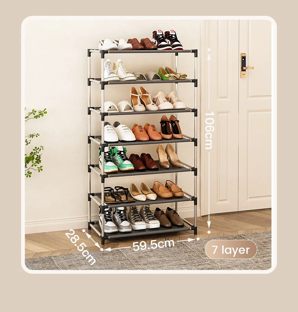 Metal Shoe Rack – Space Saving Black Shoe Storage Organizer