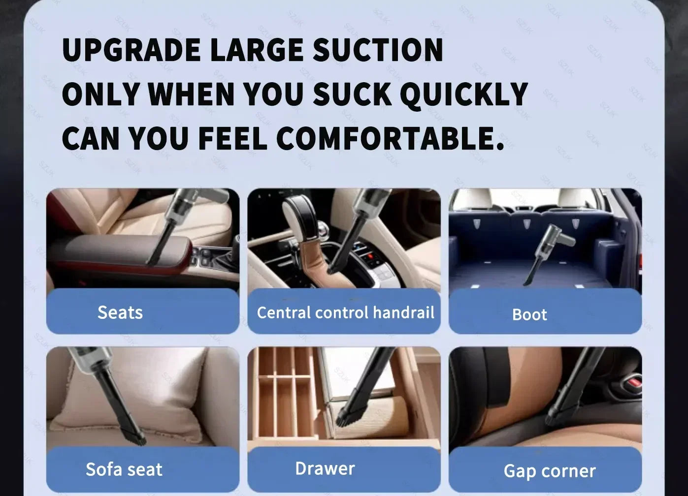 SZUK 148000Pa Car Vacuum CIeaner Powerful Wireless Handheld Cleaning Machine Mini Blower Portable Vacuum Cleaner for Car Home