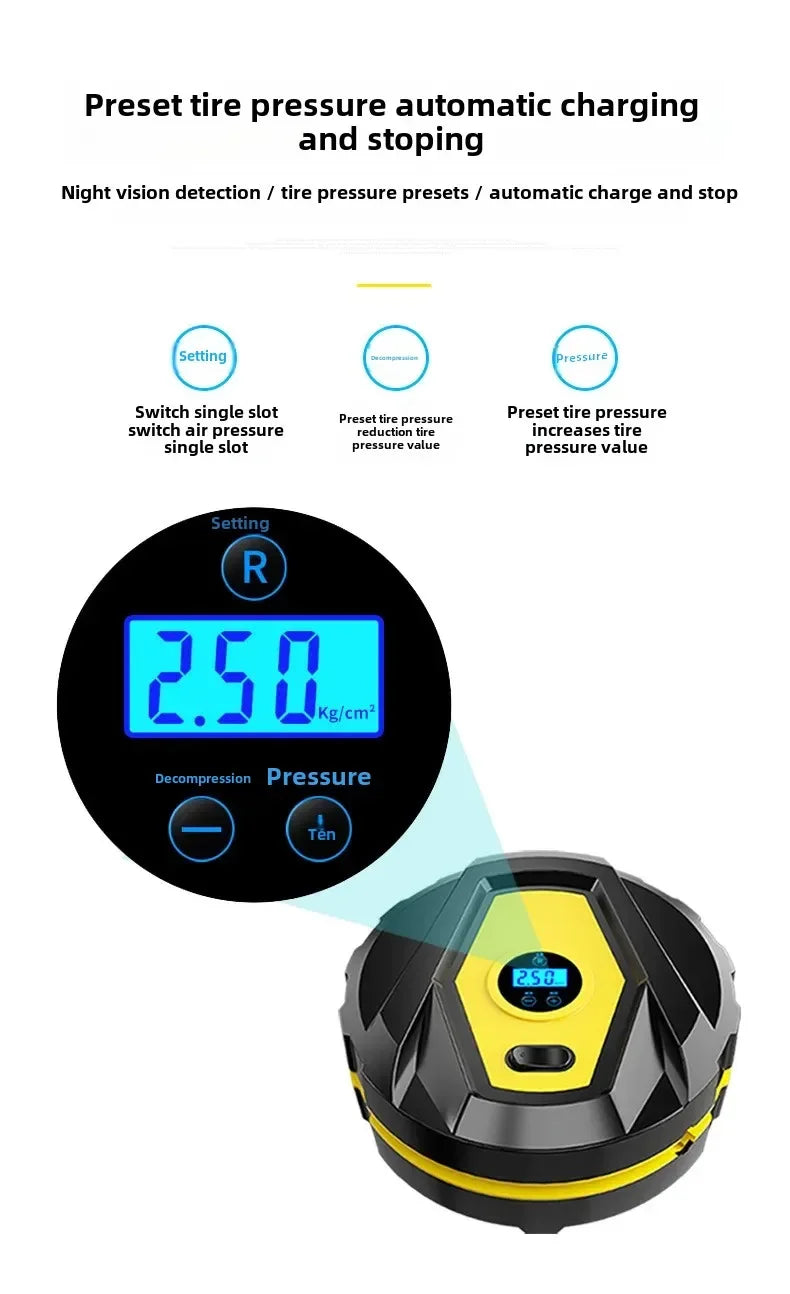 Portable Mini Car Inflatable Pump Digital Display