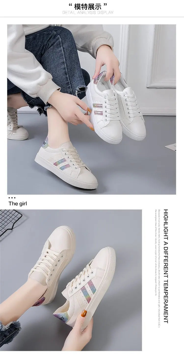 Women Sneakers Autumn New Casual Walking Shoes Woman Flat Lace Up High Quality Sneakers Fashion Flat-bottomed Casual Shoes