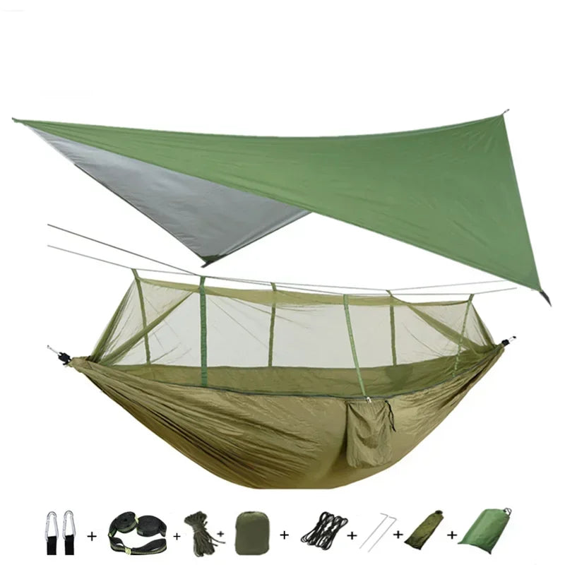 Swallowtail Camping Hammock with Mosquito Net & Rainfly