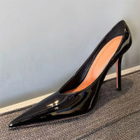 Women's Pointed Toe Patent Leather Heels – 10cm Mules