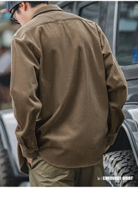 Men’s Corduroy Long Sleeve Casual Slim Fit Shirt