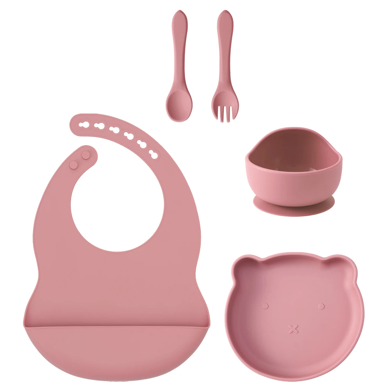 Kids 5PCS Silicone Feeding Set – BPA Free Dinnerware