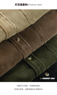 Men’s Corduroy Long Sleeve Casual Slim Fit Shirt