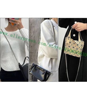 Polished Shine Stainless Metal Chain Shoulder Strap For Designer Lady Handbag Women Bag Purse Pochette Golden Silvery