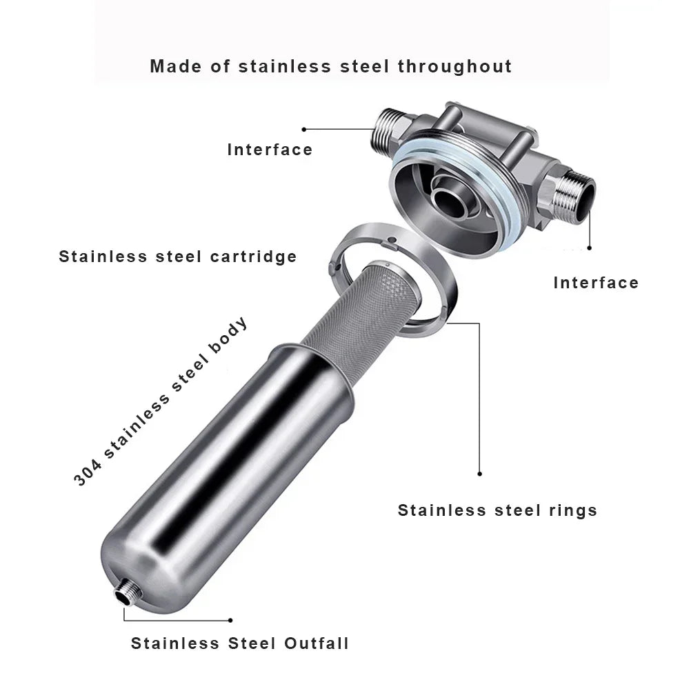 Pre-filter household well water whole house household water purifier 304 stainless steel high flow backwashing water filter