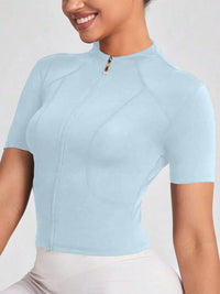 Women’s Yoga & Cycling Top – Zipper Sports T-Shirt