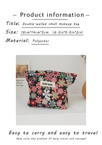Red Flower Women's Cosmetic Bag, Small Portable Travel Toiletry Bag, Simple Cosmetic Storage Bag, Inner Tank Bag, Coin Purse