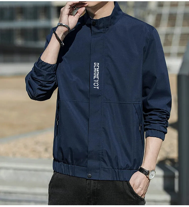 Men’s Autumn Stand Collar Jacket – Korean Style