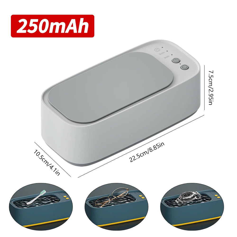 Ultrasonic High-frequency Vibration Cleaners 3 Gear 360 Degree Cleaning Machine Timing for Jewelry/Pacifier/Makeup Tool/Eyeglass