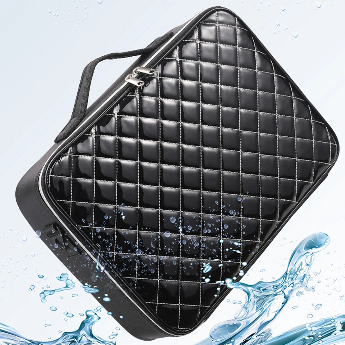Diamond PU Makeup Case – Large Waterproof Travel Box