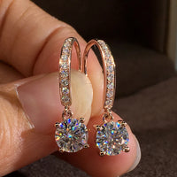 Huitan Rose Gold CZ Dangle Earrings for Women