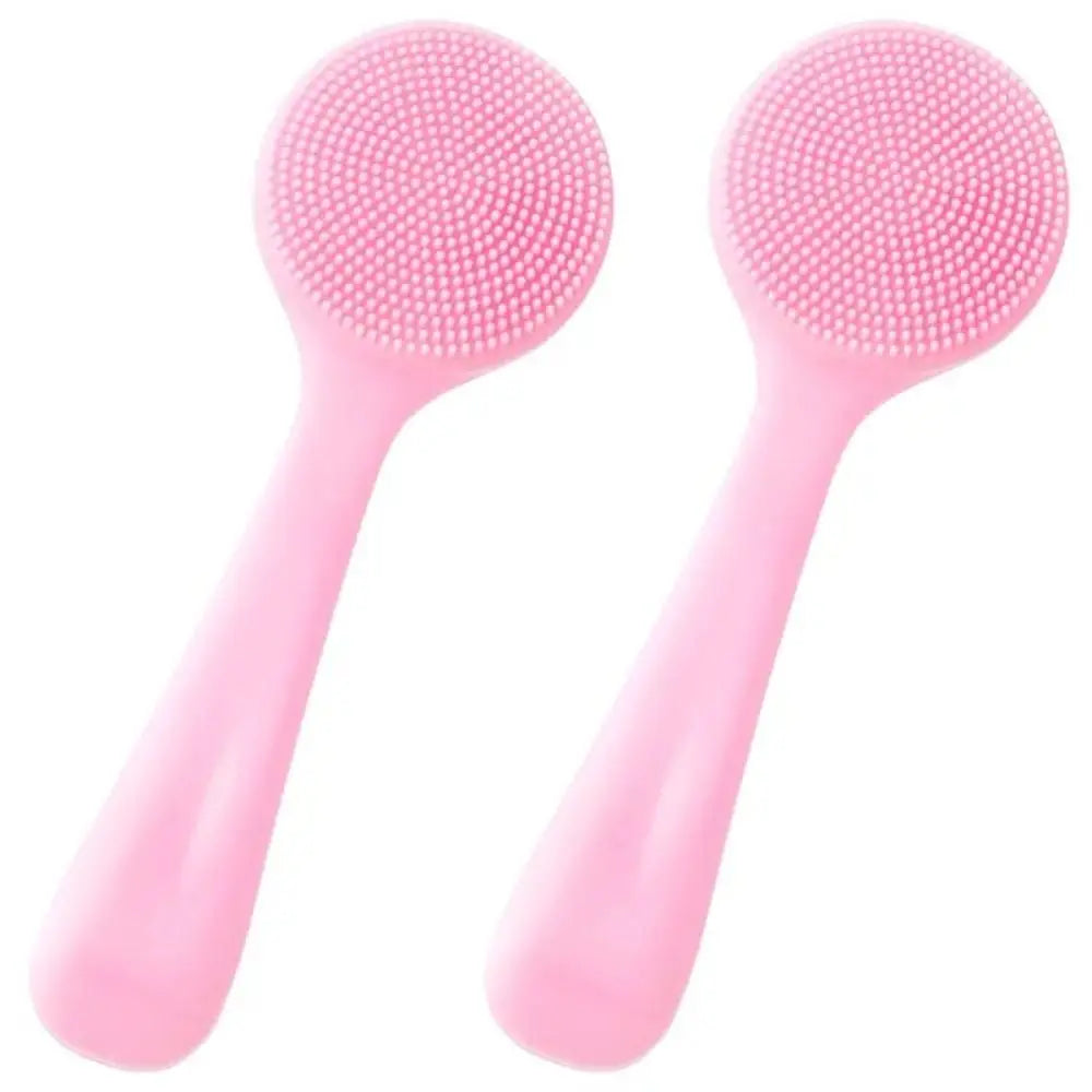 Silicone Facial Cleansing Brush Manual Makeup Residues Removal Face Cleaning Scrubber Long Handle Exfoliator Face Wash Brush