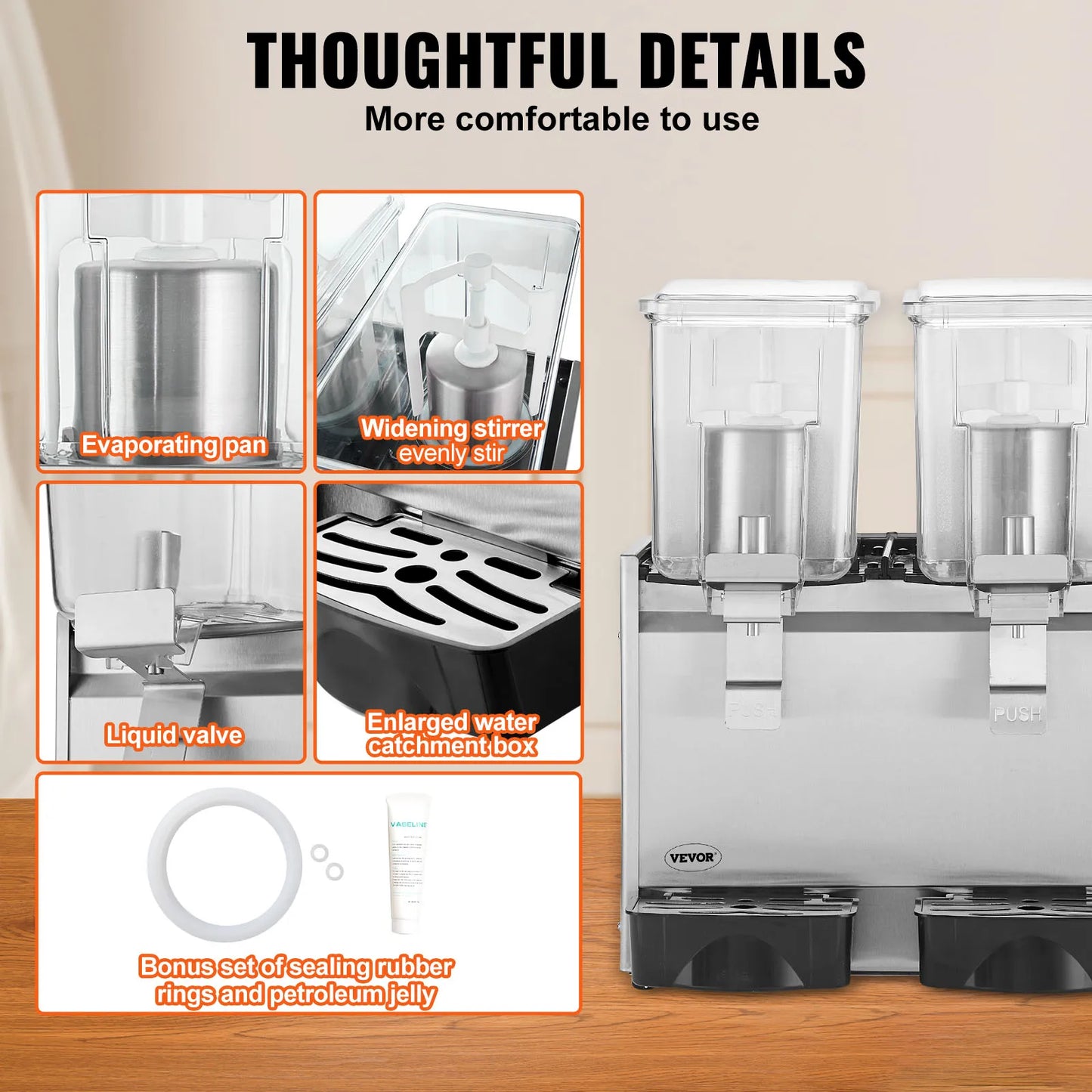 SucceBuy 2 3 Tanks Commercial Beverage Dispenser Ice Tea Drink Machine 304 Stainless Steel Juice Dispenser for Restaurant Hotel