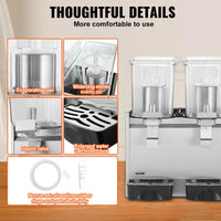 SucceBuy 2 3 Tanks Commercial Beverage Dispenser Ice Tea Drink Machine 304 Stainless Steel Juice Dispenser for Restaurant Hotel