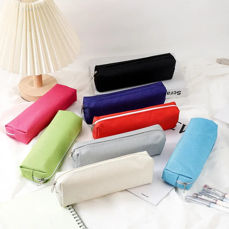 Simple Pencil Case School Supplies Pencil Cases Solid Color School Stationery Pencil Pouch Back To School