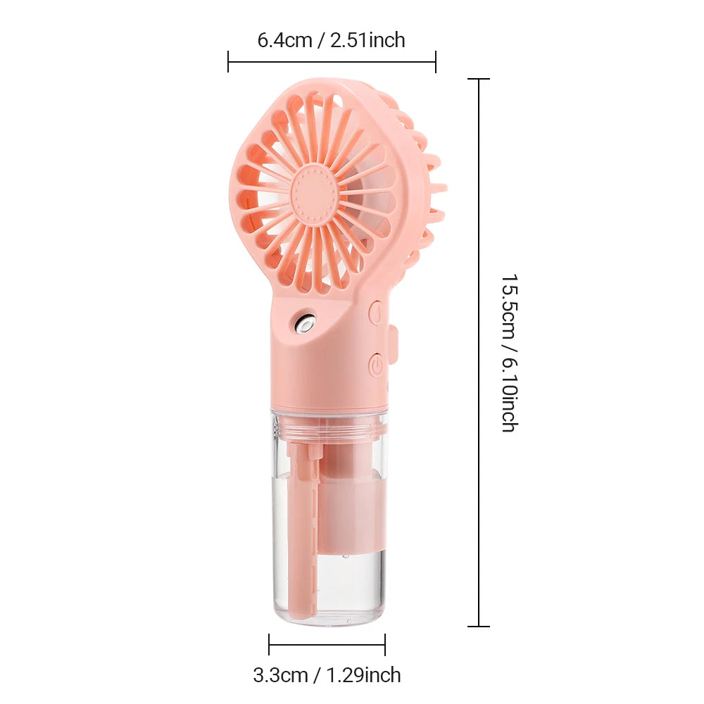 Portable Handheld Mist Fan USB Rechargeable Folding Hand Fan With Water Spray Mist Portable USB Mini Charging Fan Office Fan