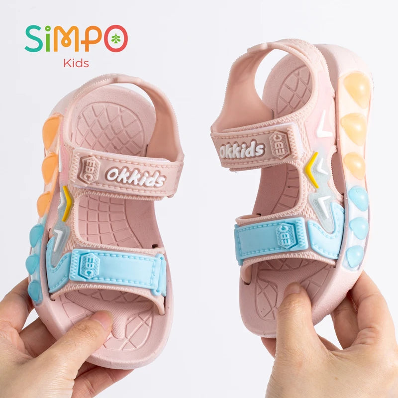 Sport Sandals For Children Breathable Wear-resistant Soft Shoes With Adjustable Velcro Boys & Girls Outdoor Footwear Summer