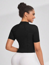 Women’s Yoga & Cycling Top – Zipper Sports T-Shirt