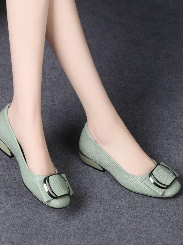 New Leather Shoes for Woman Low Heels