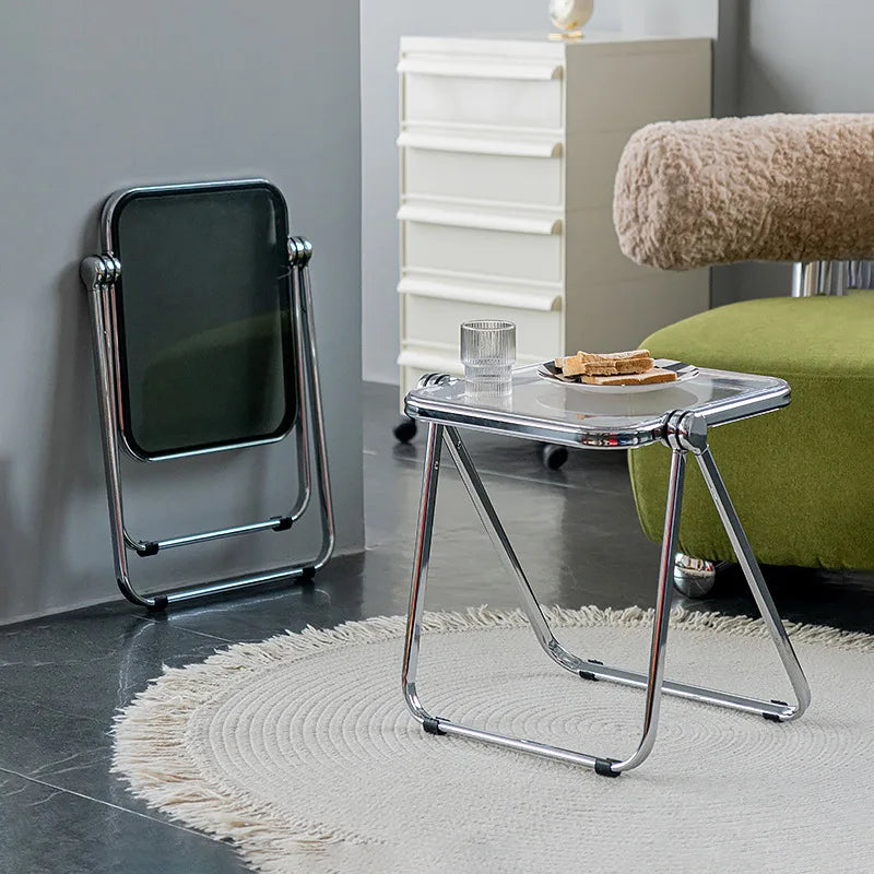 Foldable Transparent Square Table – Modern Office & Home