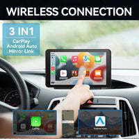 Portable CarPlay 7'' Smart Touchscreen with Car Stereo, Wireless Android Auto/Mirror Link/ AUX Connection/FM