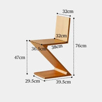 Zigzag Wood Chair Imitation Medieval Designer Z-shaped Dining Chair Creative Backrest Stool Home Nordic Chair for Bedroom