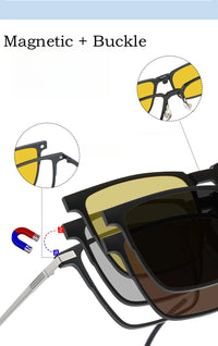 YIMARUILI Ultralight Polarized Magnetic Clip-On Glasses Men and Women TR90 Pure Titanium Optical Prescription Eyeglasses Frames