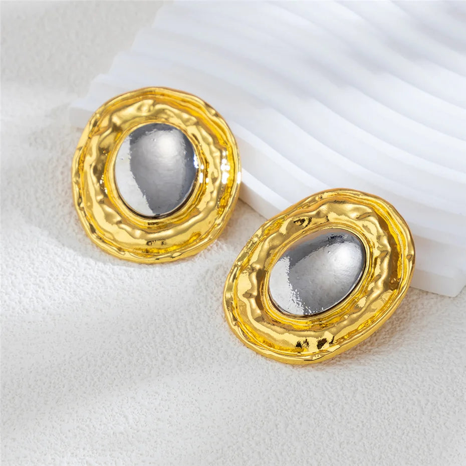 Large Round Circle Stud Earrings – Vintage Punk Style