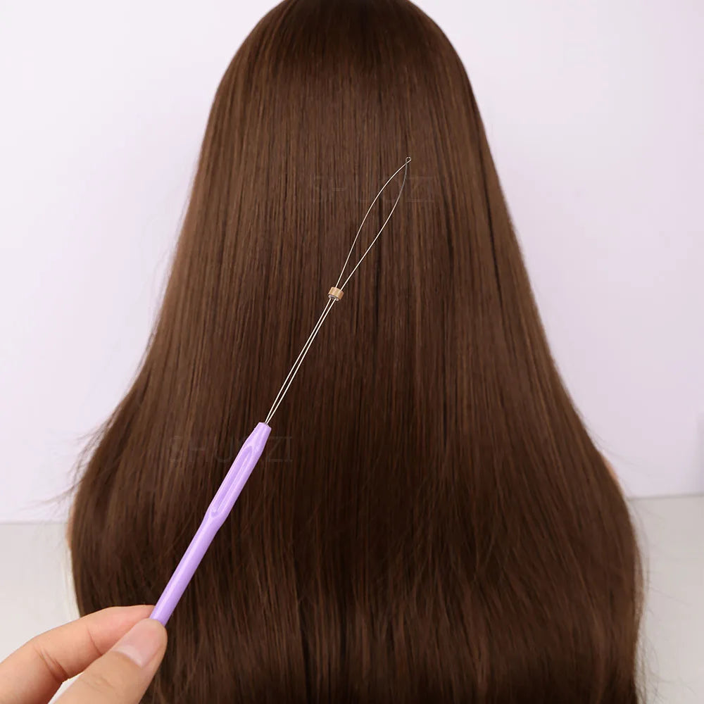 5 PCS Hair Extension Loop Needle Threader Pulling Hook Tool and Bead Device Tool Loop Threader for Hair or Feather Extensions