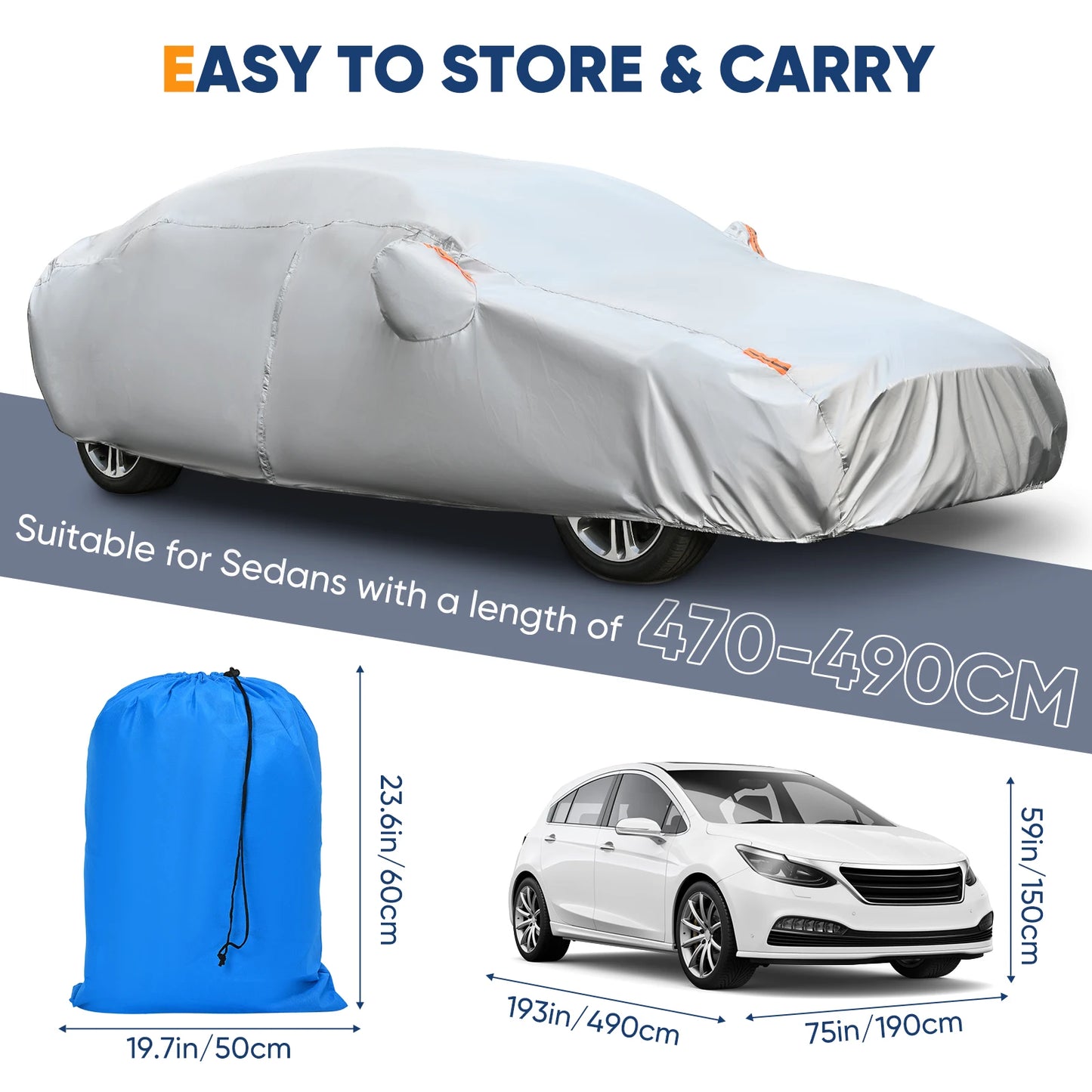Universal Black Car Cover Dust & Sun Protection
