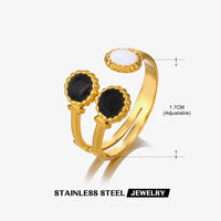 Stainless Steel White Black Enamel Rings for Women Gold Color Heart Star Geometric Open Rings Fashion Jewelry Gift Wholesale