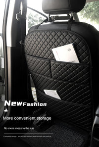 Car Anti Kicks Pad With Organizer Pocket Leather Universal Seat Back Leather Protector Cover Waterproof Backseat Child Kick Mats