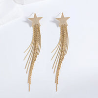 AENSOA Gold Star Tassel Drop Earrings for Women