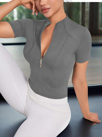 Women’s Yoga & Cycling Top – Zipper Sports T-Shirt