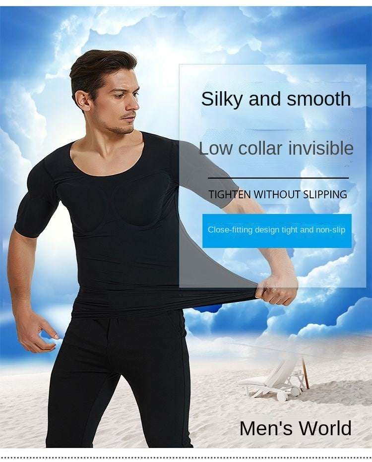 Men’s Fake Muscle Shaper Shirt Cosplay & Fitness Undershirt