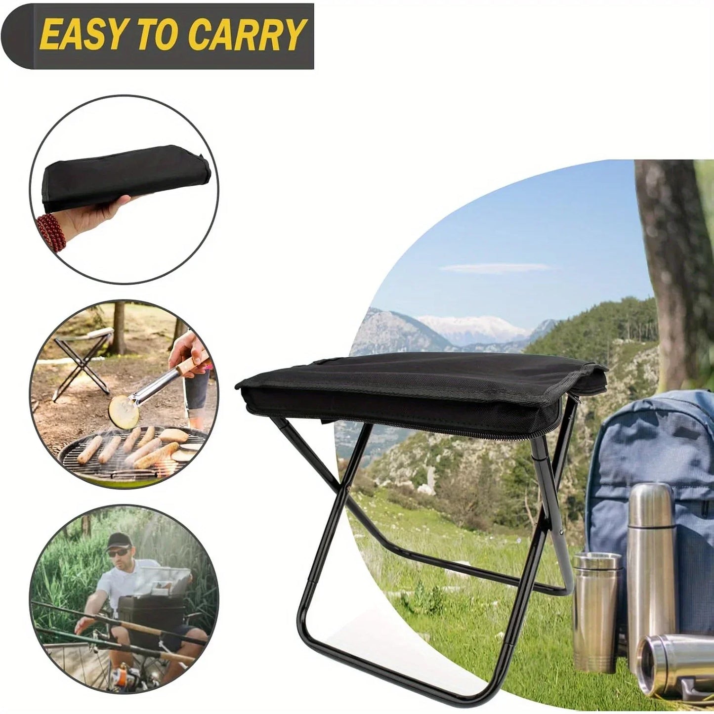 Portable folding stool, foldable hand-held camping stool, special folding stool for camping and fishing outdoors