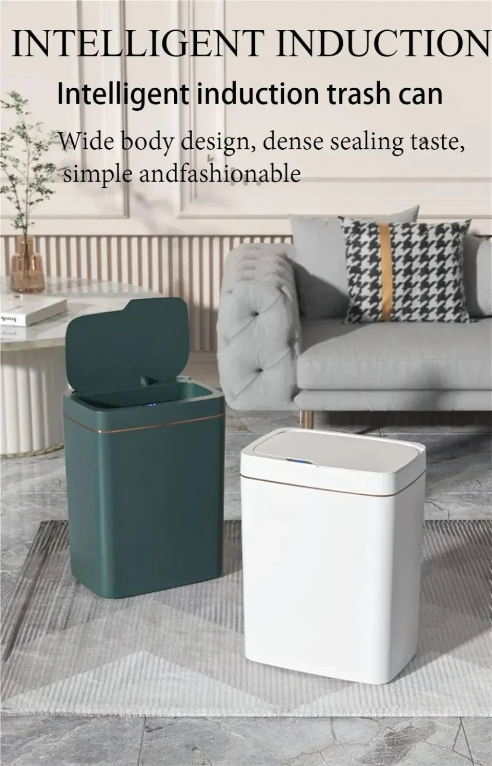 Smart Sensor Trash Bedroom Kitchen Touchless Rubbish Cans Waterproof Moisture Resistant Closed New Durable Sensor Garbage Bin