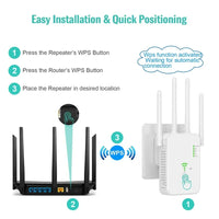 Wireless WiFi Repeater 2.4G 5Ghz Wi-Fi Amplifier Wi Fi Booster 1200 M Signal WiFi Long Range Extender Access Point