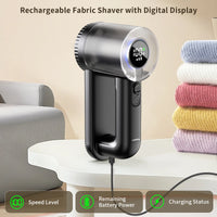 Rechargeable Fabric Shaver 5.6cm Blade Lint Brush Electric Lint Remover Digital Display Defuzzer Sweater Shaver Clothing Blanket