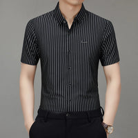 Men’s Striped Short Sleeve Shirt – Business Casual Summer