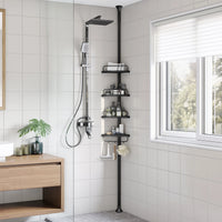 SONGMICS Shower Corner Shelf, 4-Tier Bathroom Shower Shelf, 85-305 cm Adjustable Shower Caddies, Bathroom Organiser