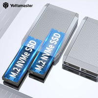 Yottamaster 10Gbps Tool Free Dual Bay M.2 NVMe 2bay SSD Enclosure USB3.2 Type C NVMe PCIE & 6Gbps SATA External Hard Drive Case