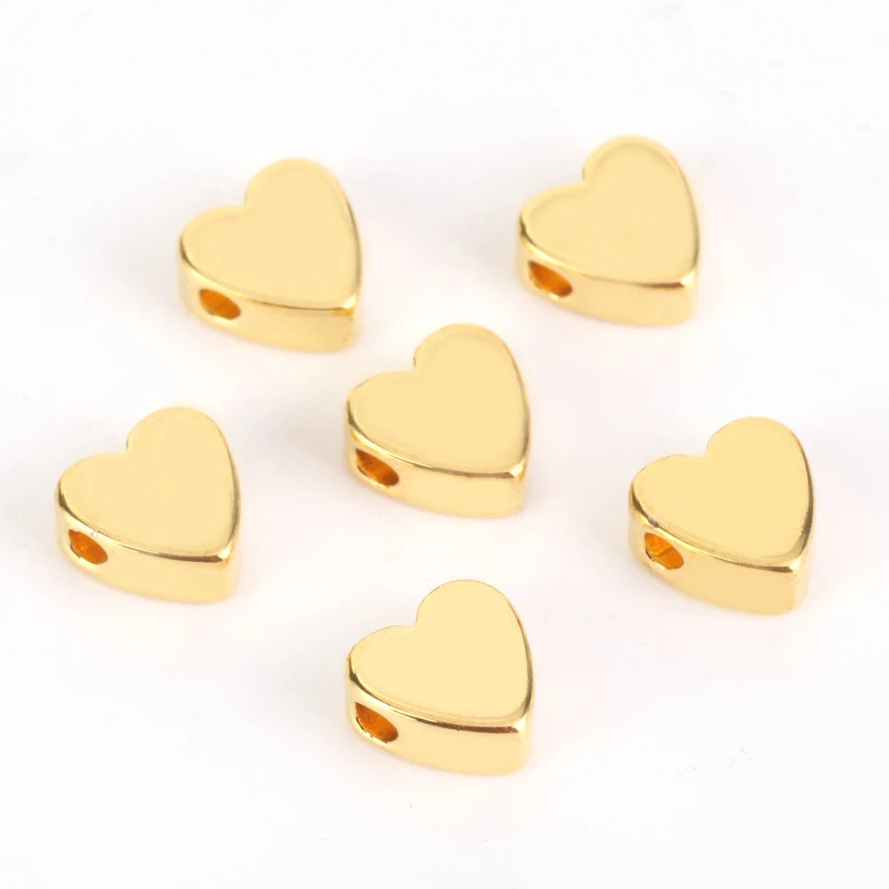 30pcs Gold & Silver Heart Spacer Beads