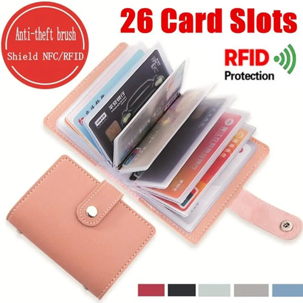 PU Leather Card Holder Wallet – 26 Slots RFID Blocking