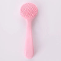 Silicone Facial Cleansing Brush Manual Makeup Residues Removal Face Cleaning Scrubber Long Handle Exfoliator Face Wash Brush