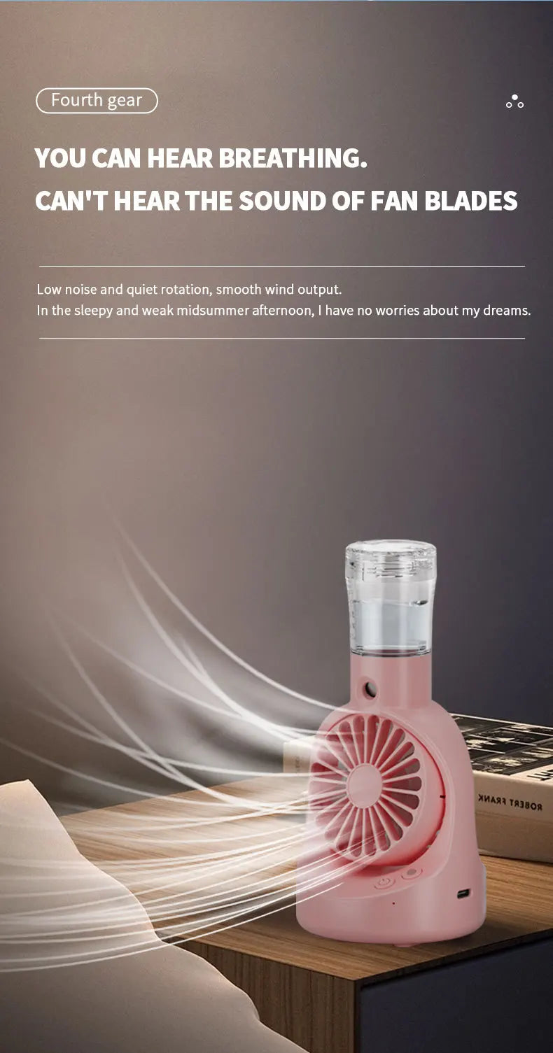 Mini USB Misting Fan – Portable Handheld Rechargeable Cooler