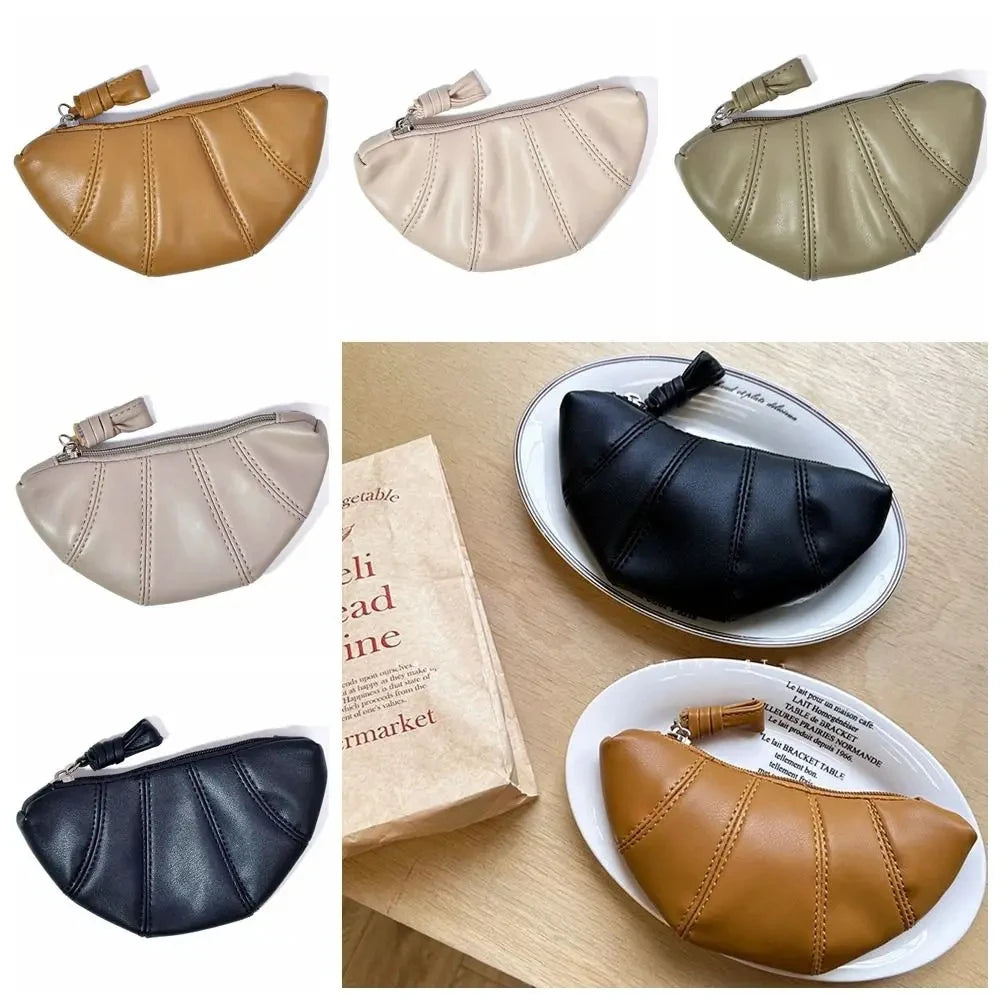 French Croissant Zipper Wallet & Makeup Handbag